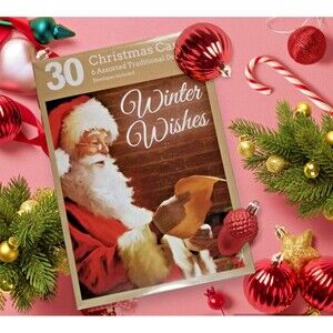 Christmas Holiday Greeting Cards Box of 30 Cards Variety 6 Designs 6.5" X 4.5"